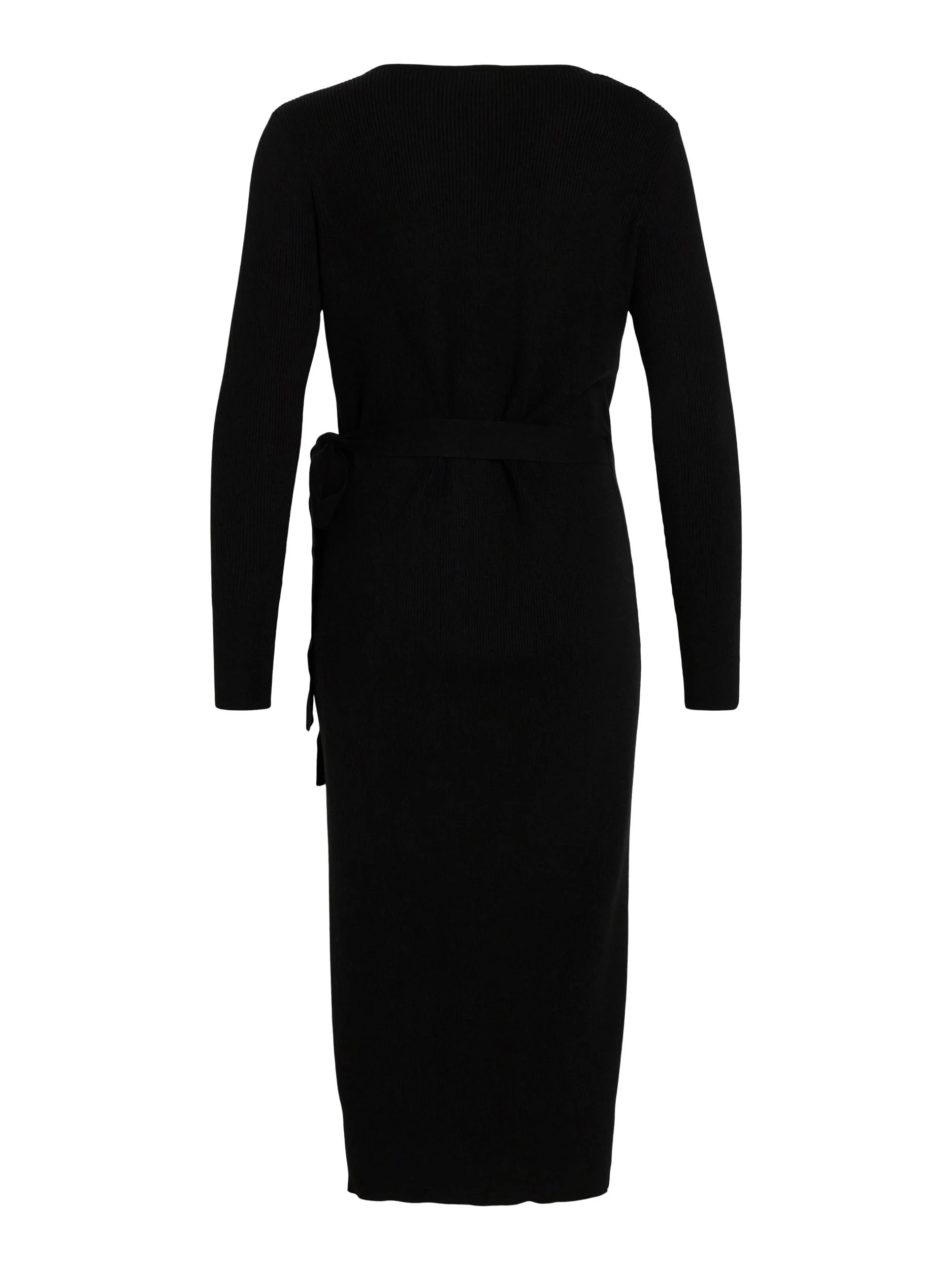 FIONA WRAP KNIT DRESS (BLACK) - Image 7