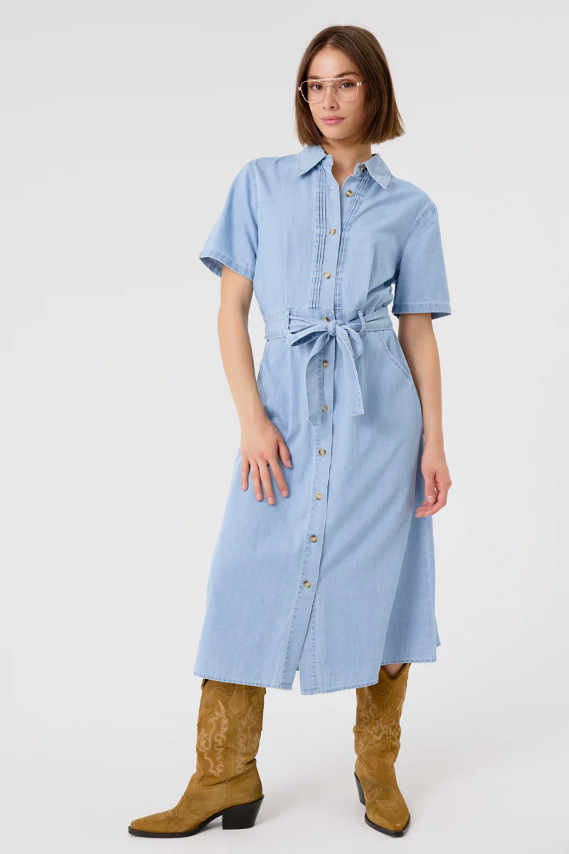 Fleurine Midi Dress (Light Blue Denim) - Image 2