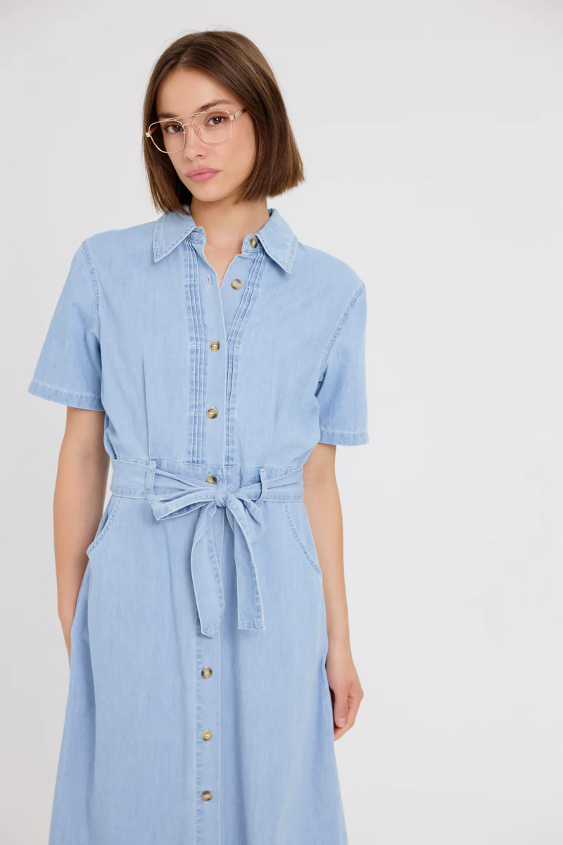 Fleurine Midi Dress (Light Blue Denim) - Image 3