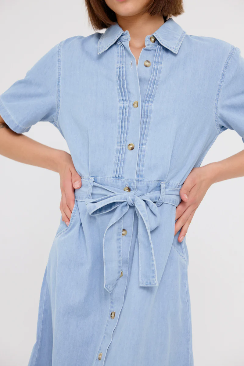 Fleurine Midi Dress (Light Blue Denim) - Image 4