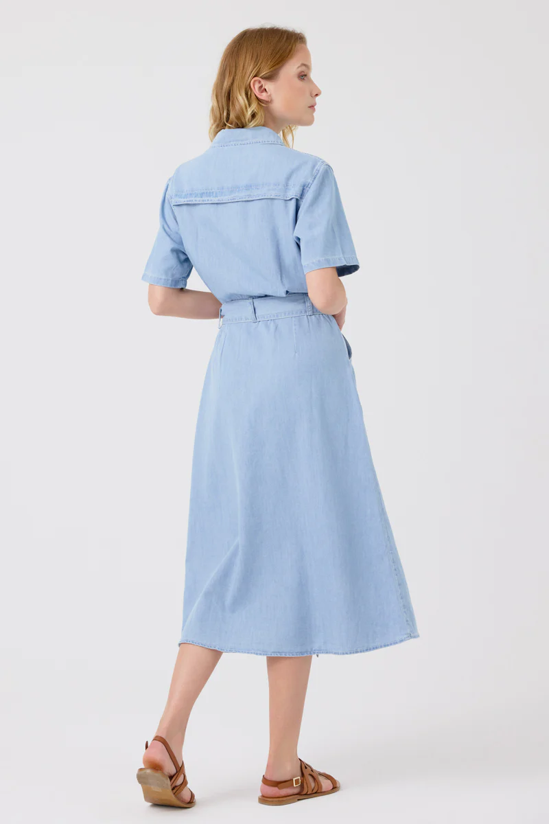 Fleurine Midi Dress (Light Blue Denim) - Image 9