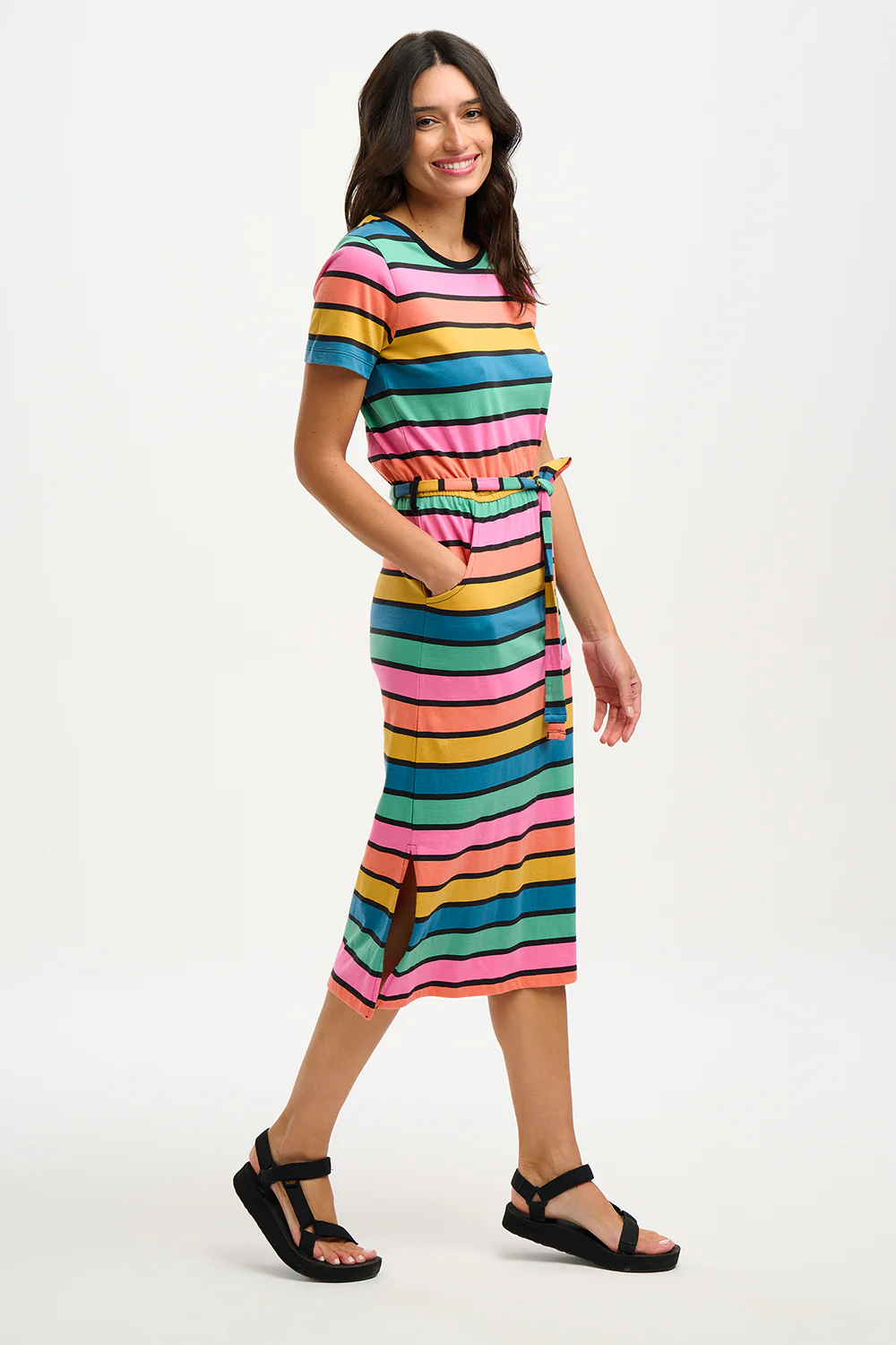 Flissy Jersey Midi Dress (Multi Beach Hut Stripes) - Image 2