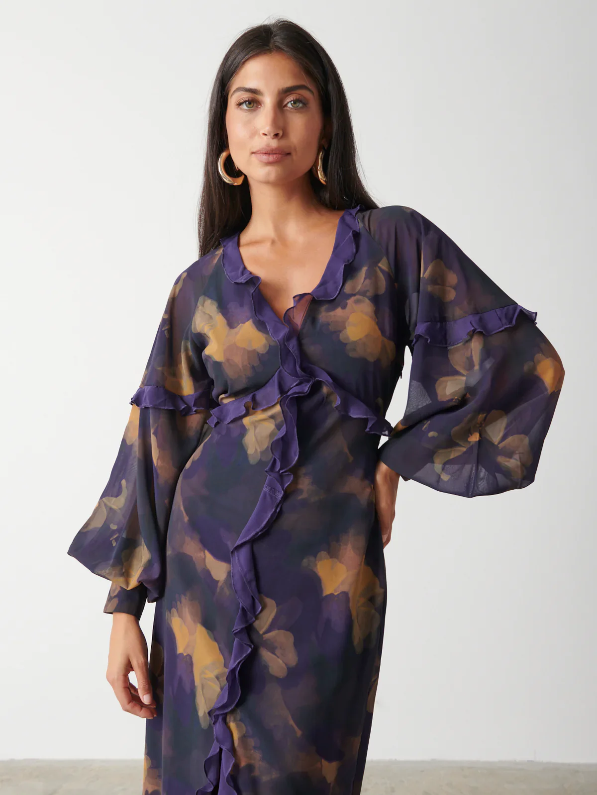 FRANCESCA FRILL MAXI DRESS (AMETHYST) - Image 3