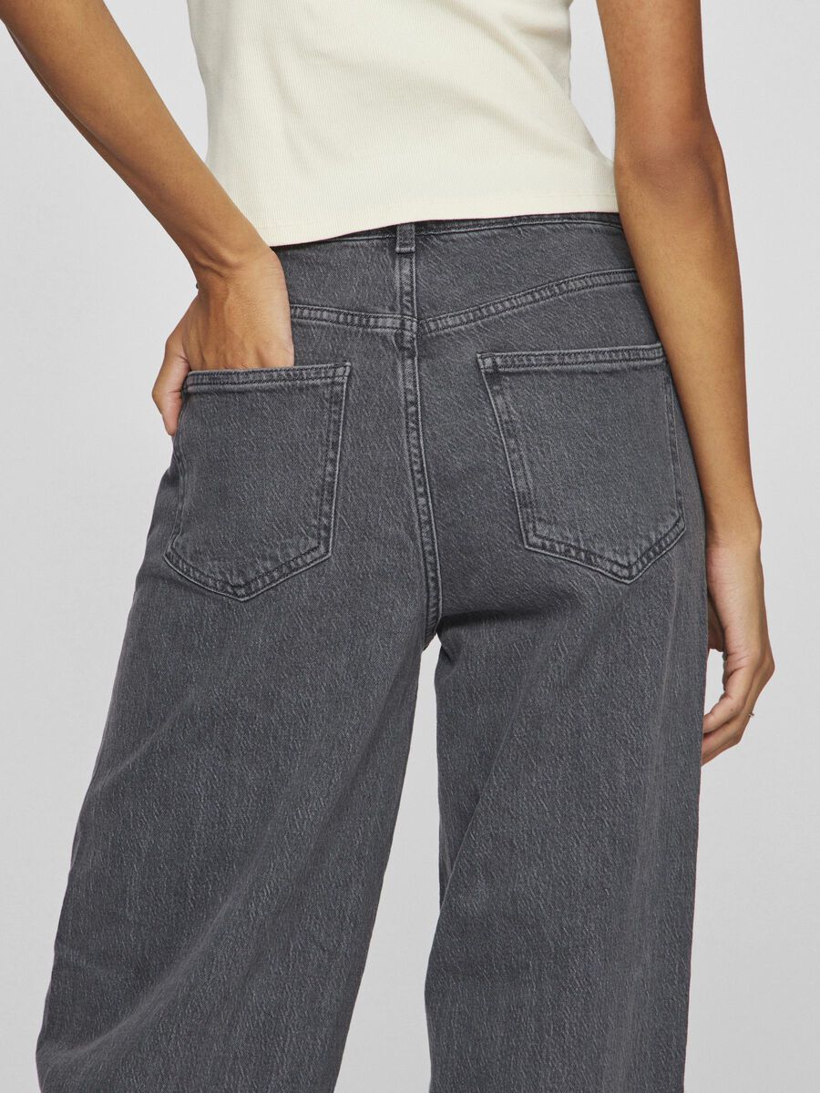 Freya High Waisted Wide Leg Jeans (Grey Wash Denim) - Image 5