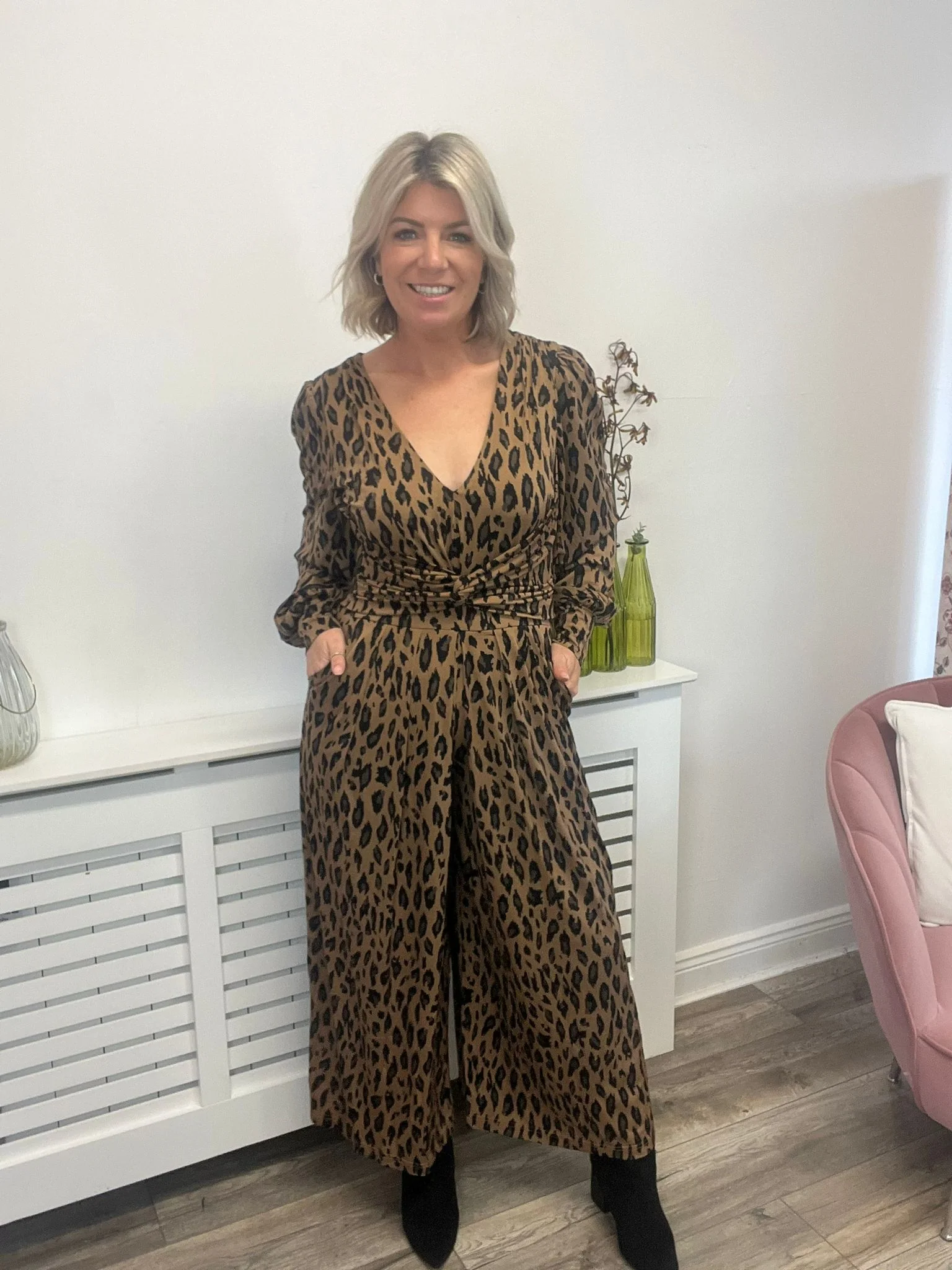 Gael Long Sleeve Jumpsuit (Brown Animal) - Image 6