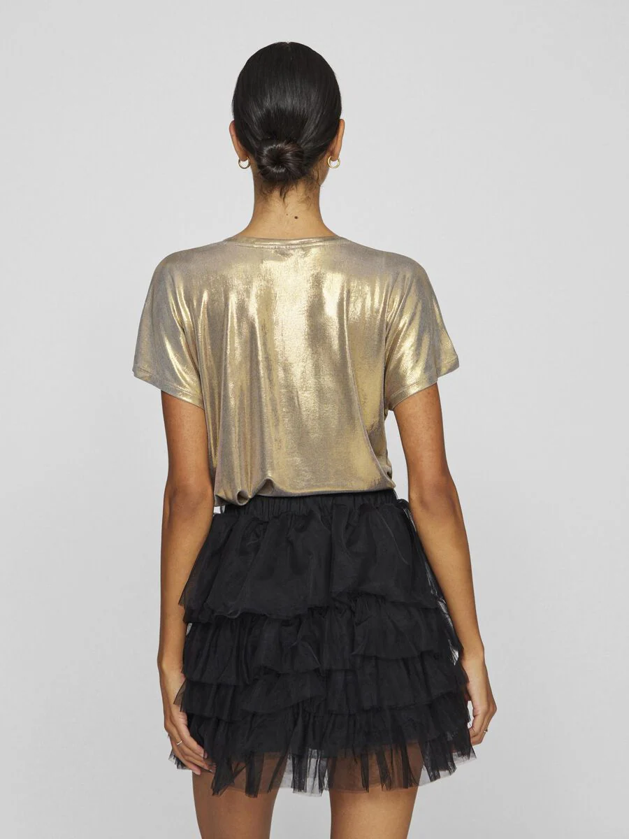 Gail V-Neck Shimmer Top (Gold) - Image 5