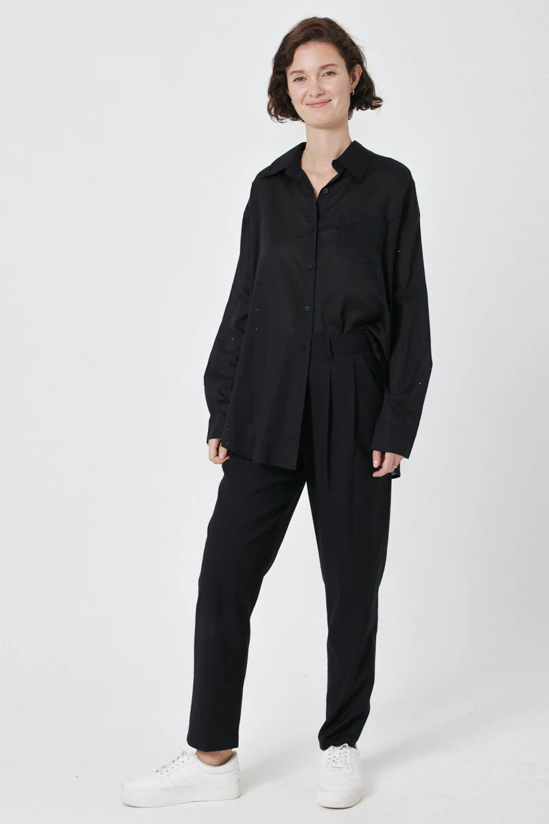 Gemma Rhinestone Shirt (Black) - Image 2