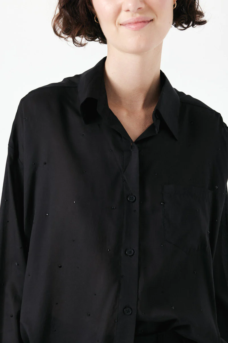 Gemma Rhinestone Shirt (Black) - Image 3
