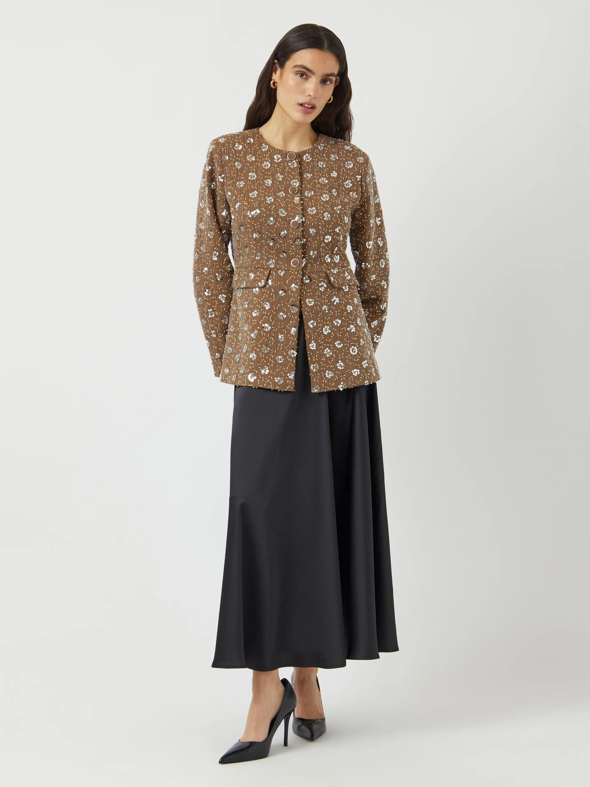 Georgina Sequin Blazer (Taupe Grey) - Image 2