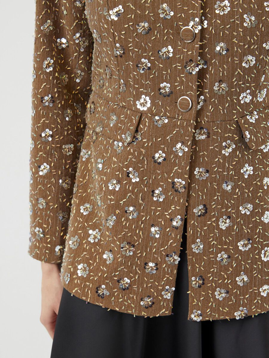 Georgina Sequin Blazer (Taupe Grey) - Image 3