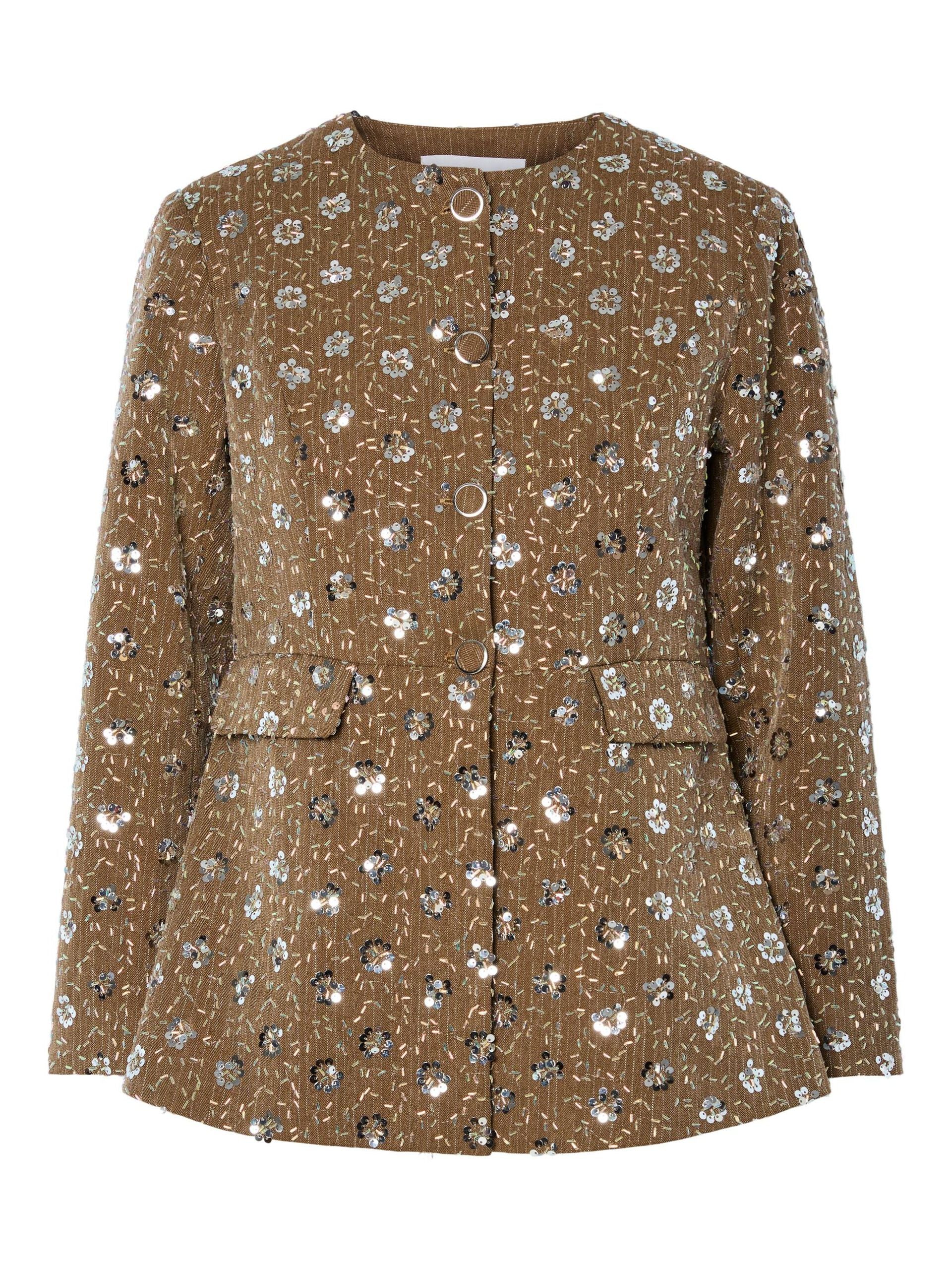 Georgina Sequin Blazer (Taupe Grey) - Image 6