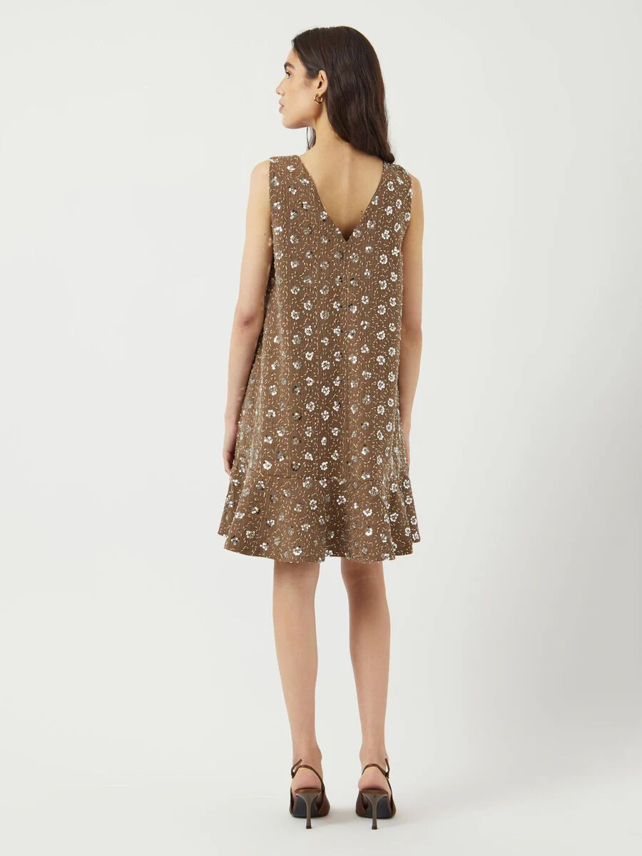 Gina Sequin Mini Dress (Taupe Grey) - Image 5