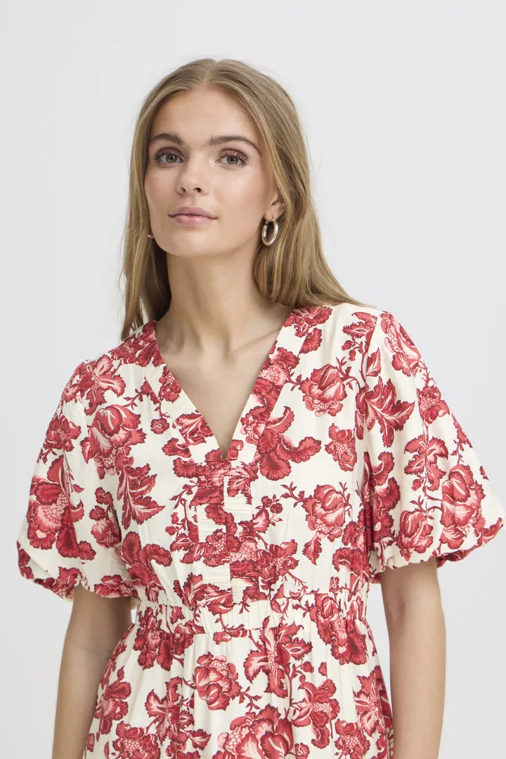 Glenda Midi Dress (Red Floral Print) - Image 2
