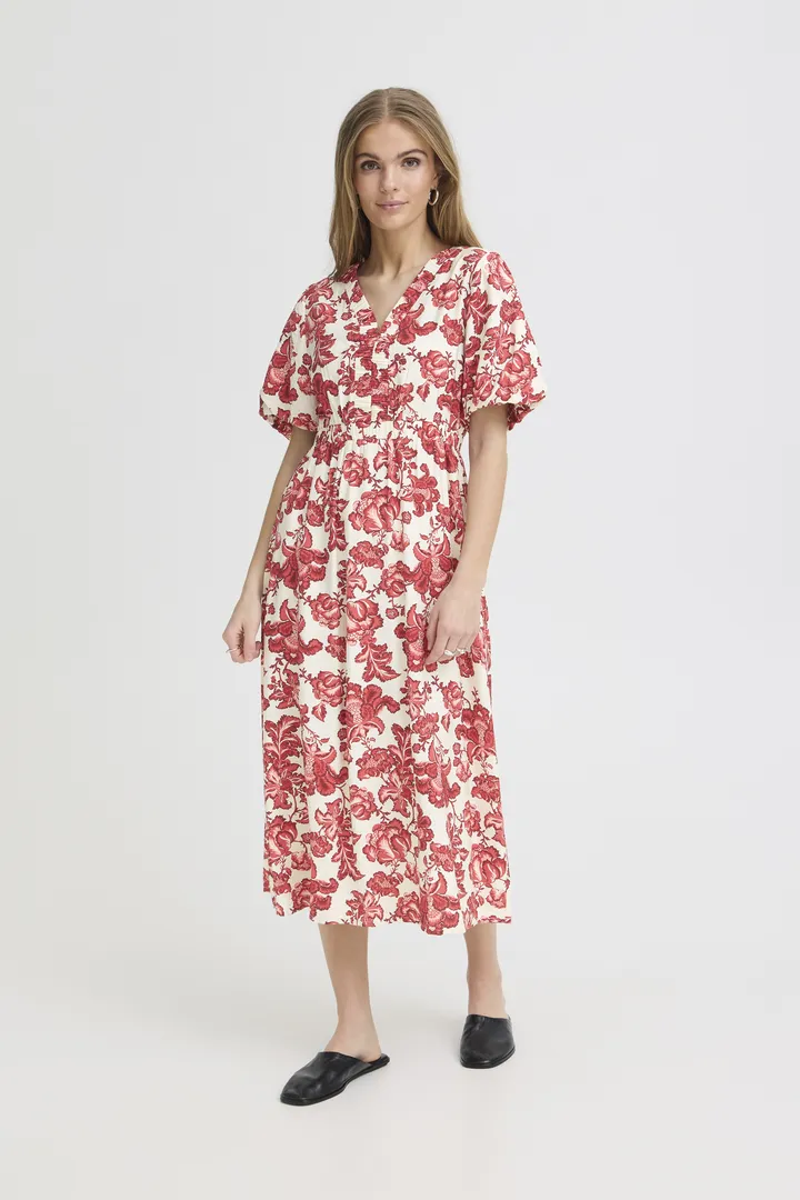 Glenda Midi Dress (Red Floral Print) - Image 3
