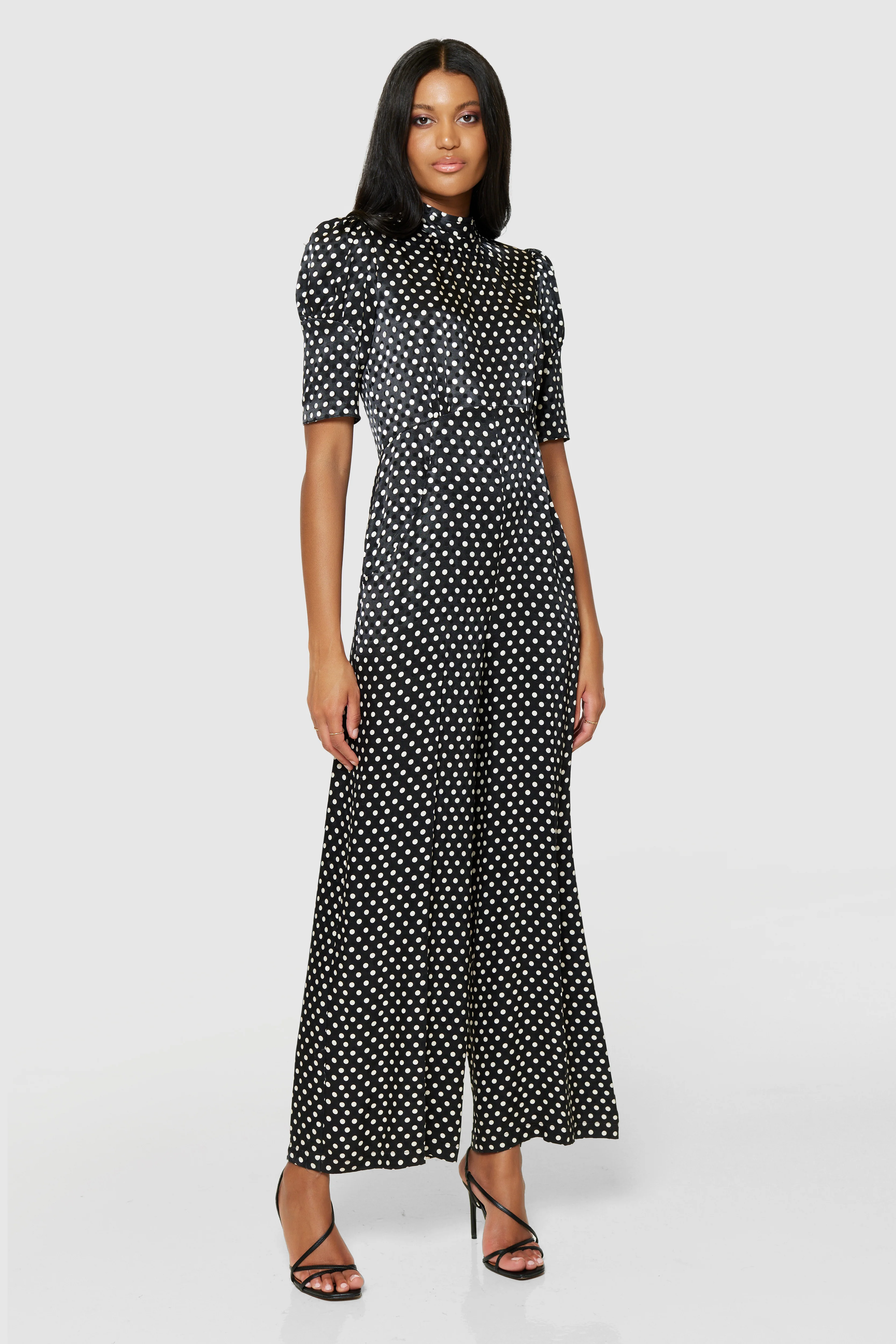 Glenda Wide Leg Jumpsuit (Black/White) - Image 2