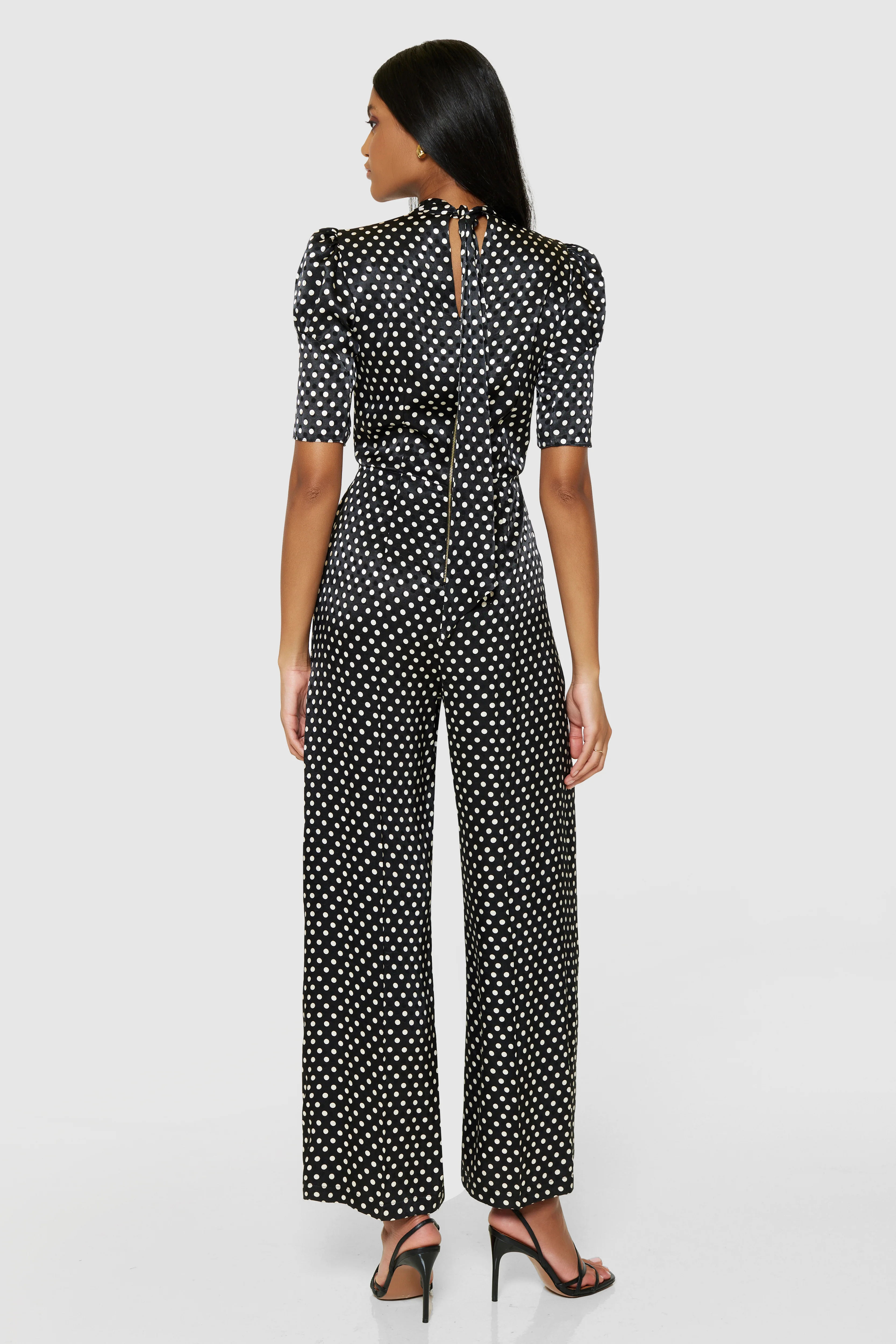 Glenda Wide Leg Jumpsuit (Black/White) - Image 5