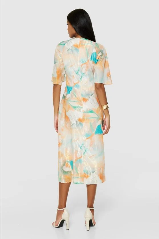 Gloria A-Line Midi Dress (Orange) - Image 5