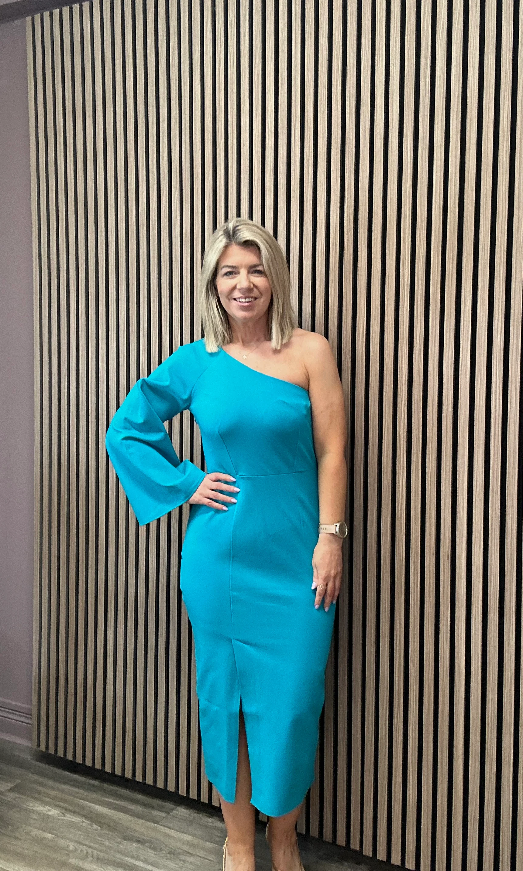 Gloria One Shoulder Dress (Bluebird) - Image 5