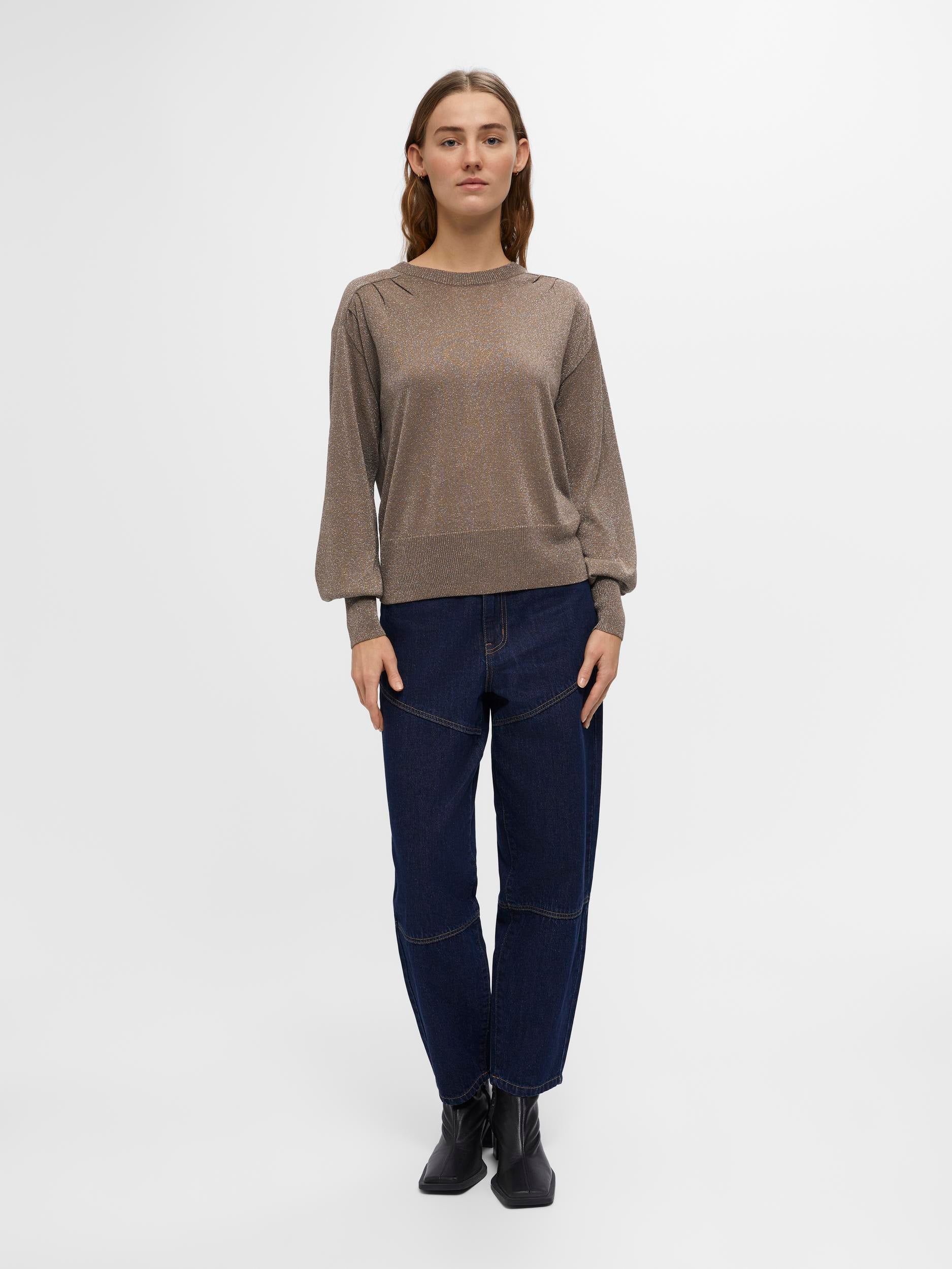 GRACE GLITTER JUMPER (FOSSIL/SILVER) - Image 3
