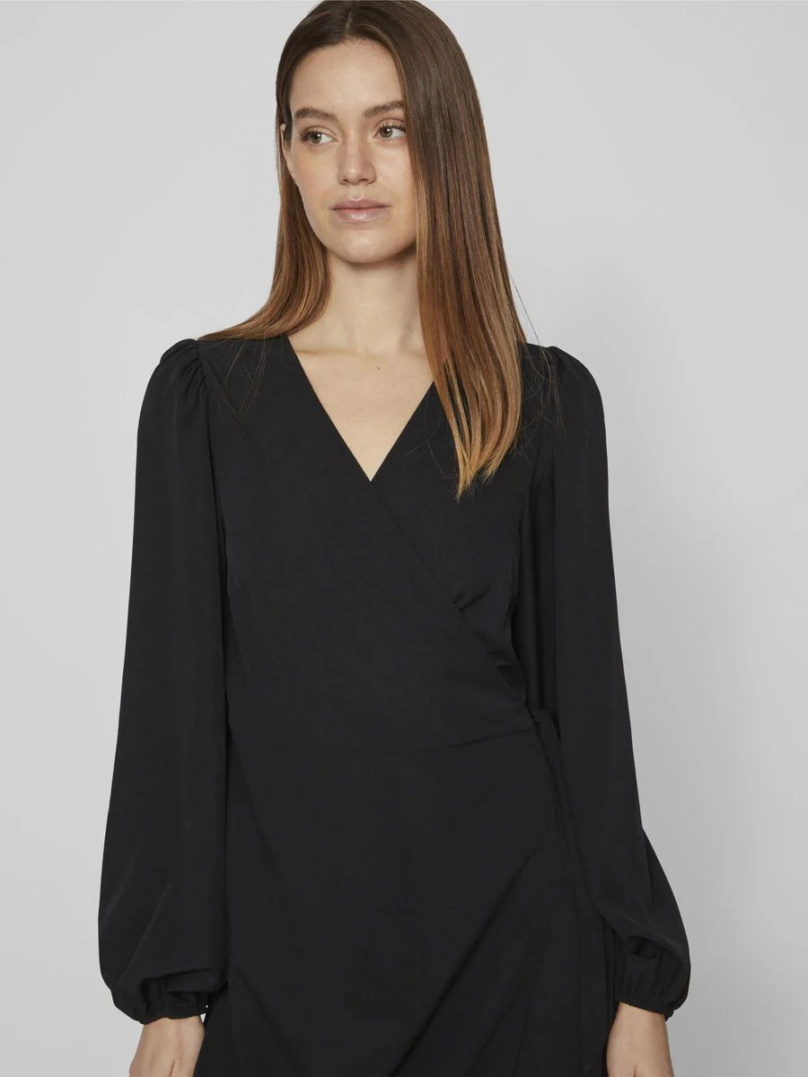 GRAFFY LONG WRAP DRESS (BLACK) - Image 3