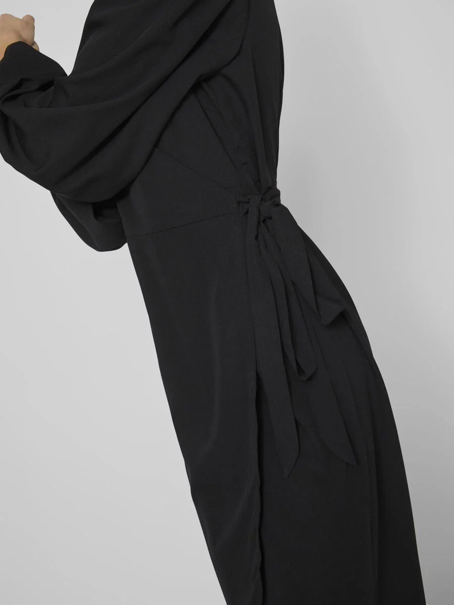 GRAFFY LONG WRAP DRESS (BLACK) - Image 4