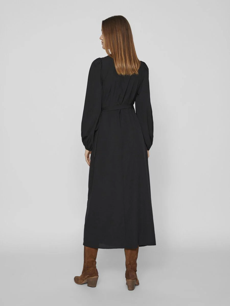 GRAFFY LONG WRAP DRESS (BLACK) - Image 5