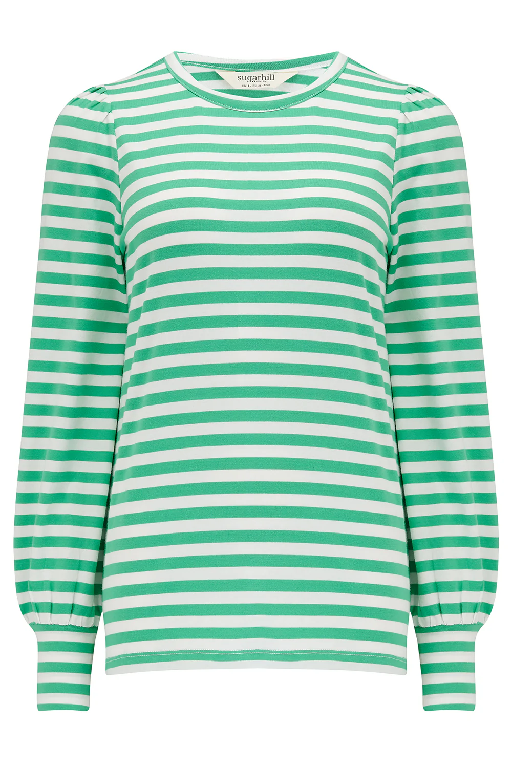Griselda Jersey Top (Green/Off-White Stripe) - Image 3