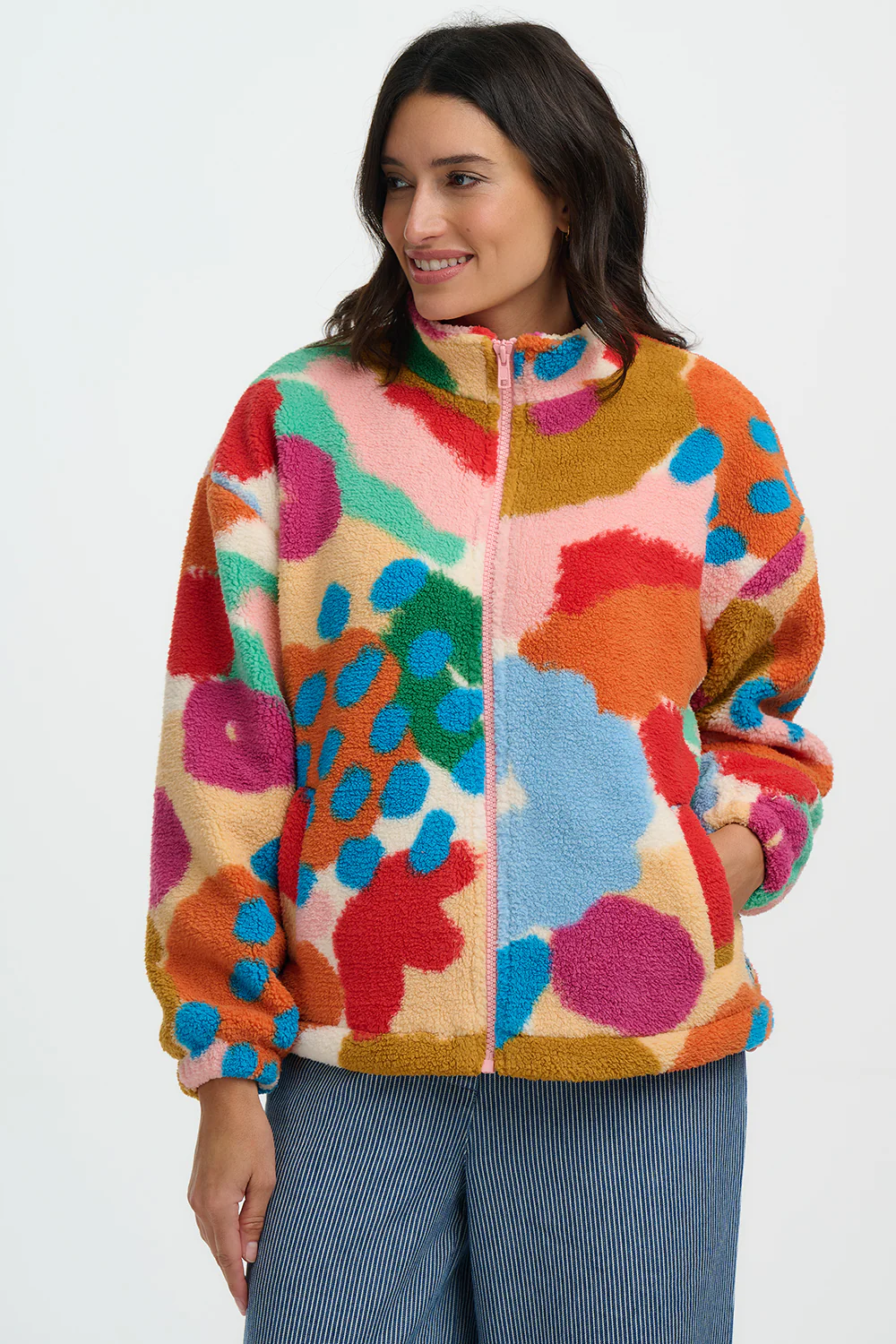 Hartley Zip Up Fleece (Off White/Multi) - Image 2