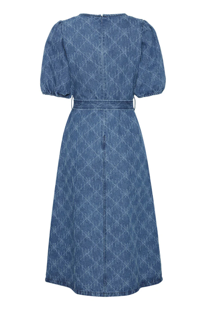 HASKI DENIM MIDI DRESS (MEDIUM BLUE) - Image 10
