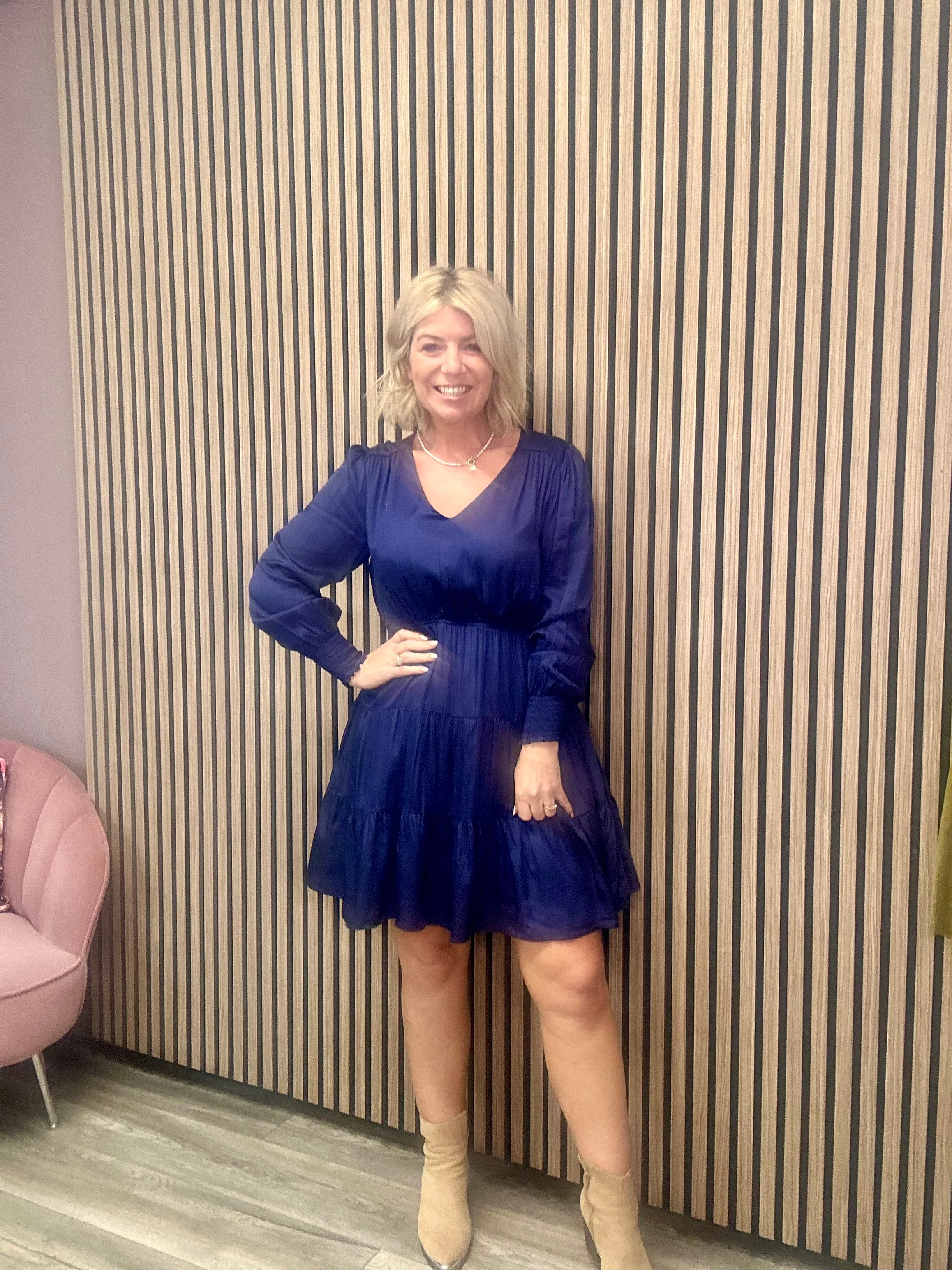 Hayet Mini Dress (Navy) - Image 5
