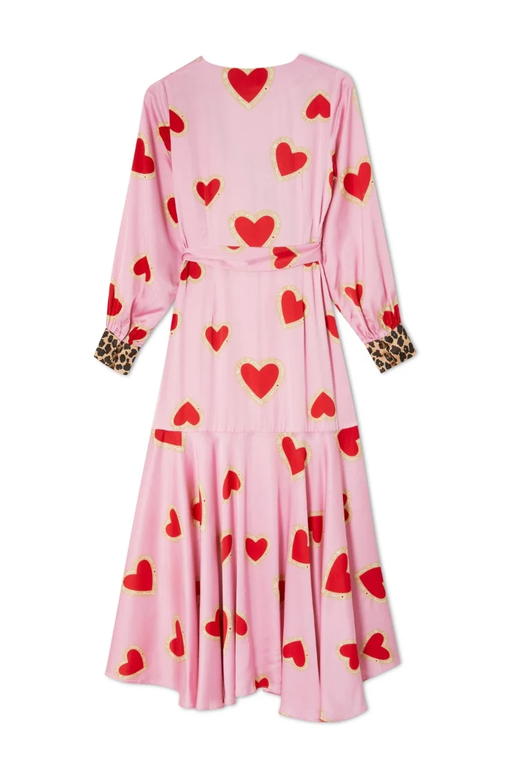 Hazel Wrap Dress (Pink Hearts) - Image 7