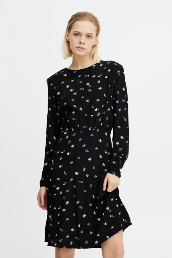 Heli Mini Dress (Black Floral) - Image 2