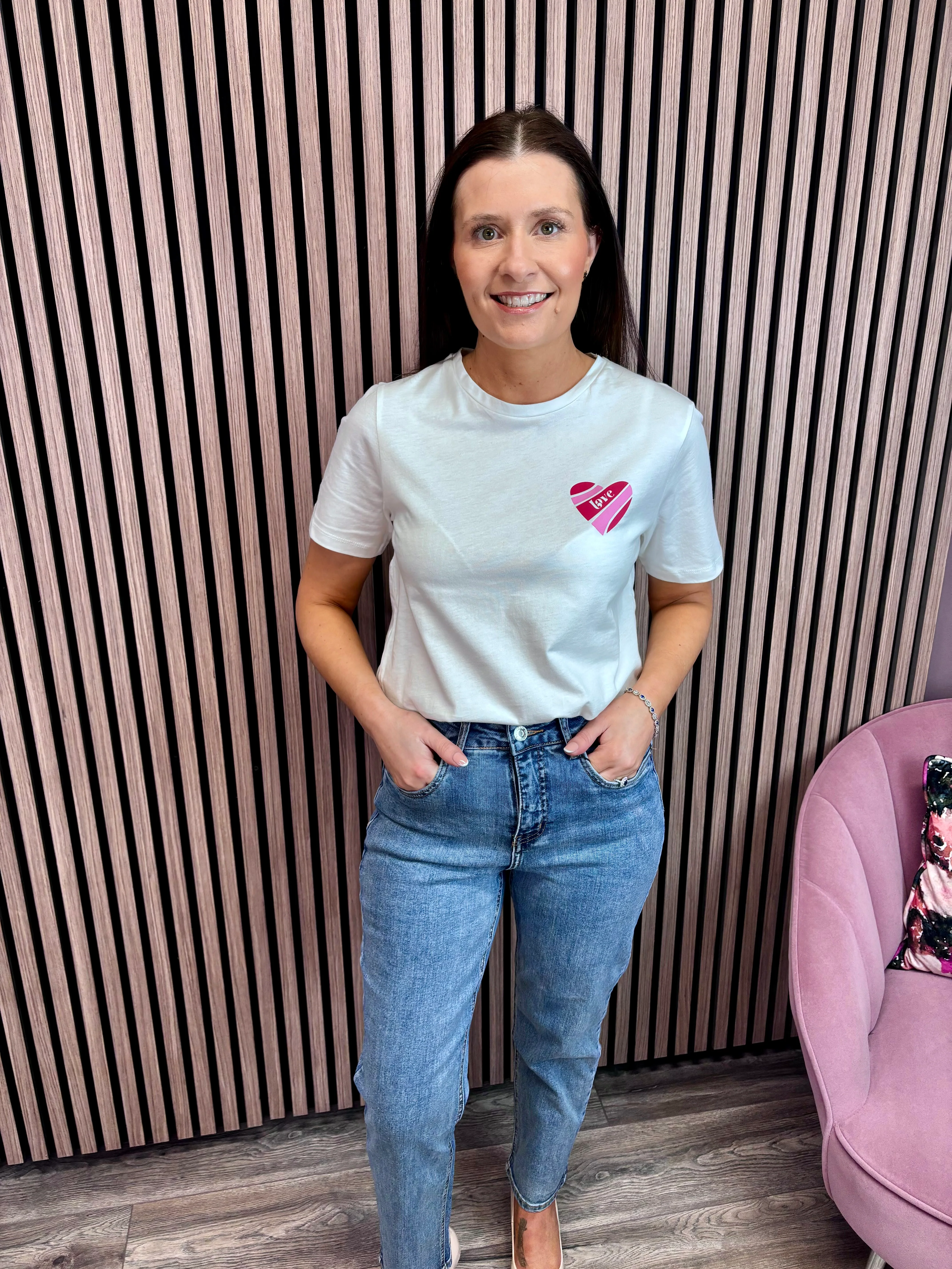 Hiva T-Shirt (White/Pink Sunshine)