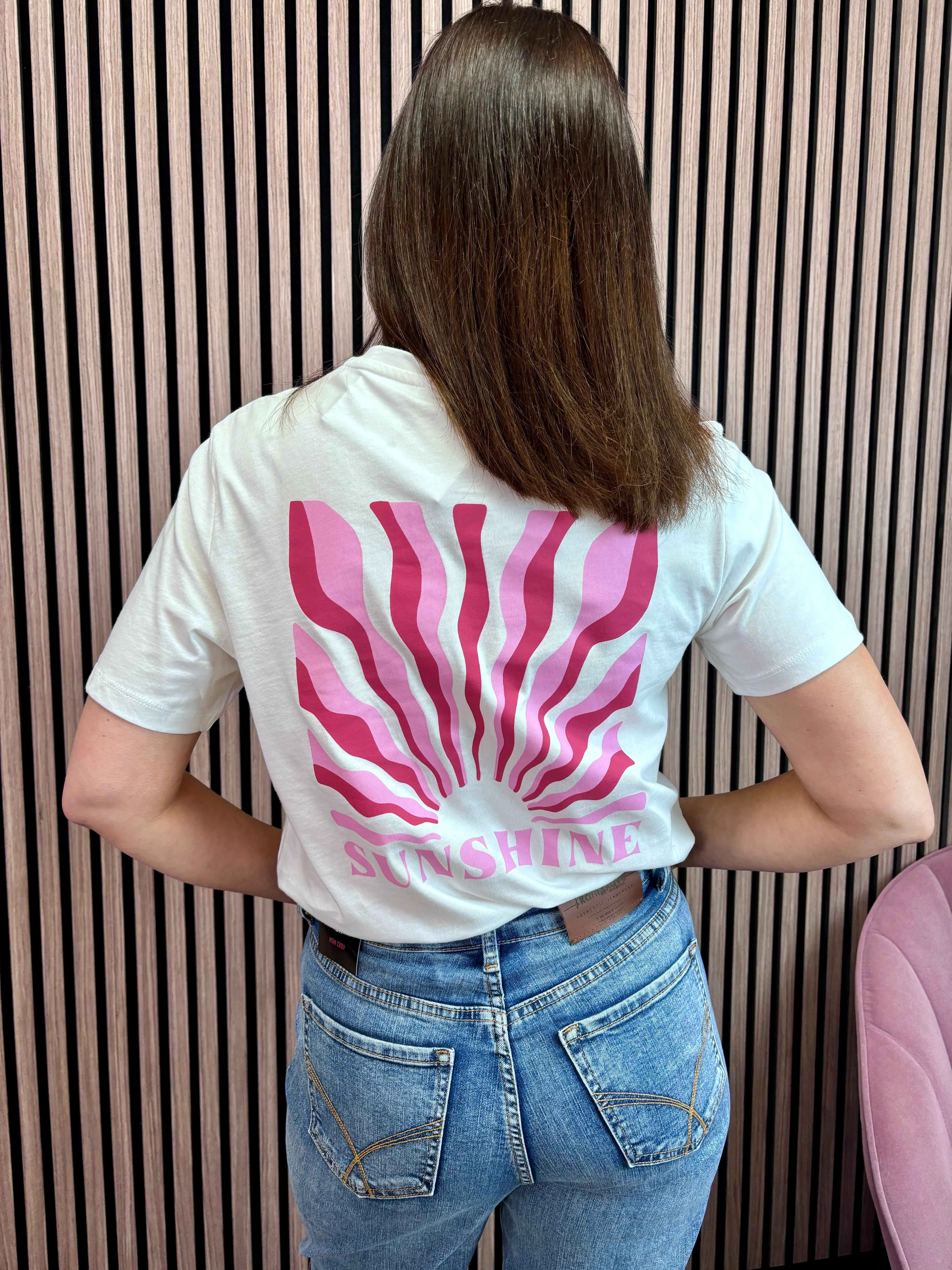 Hiva T-Shirt (White/Pink Sunshine) - Image 2