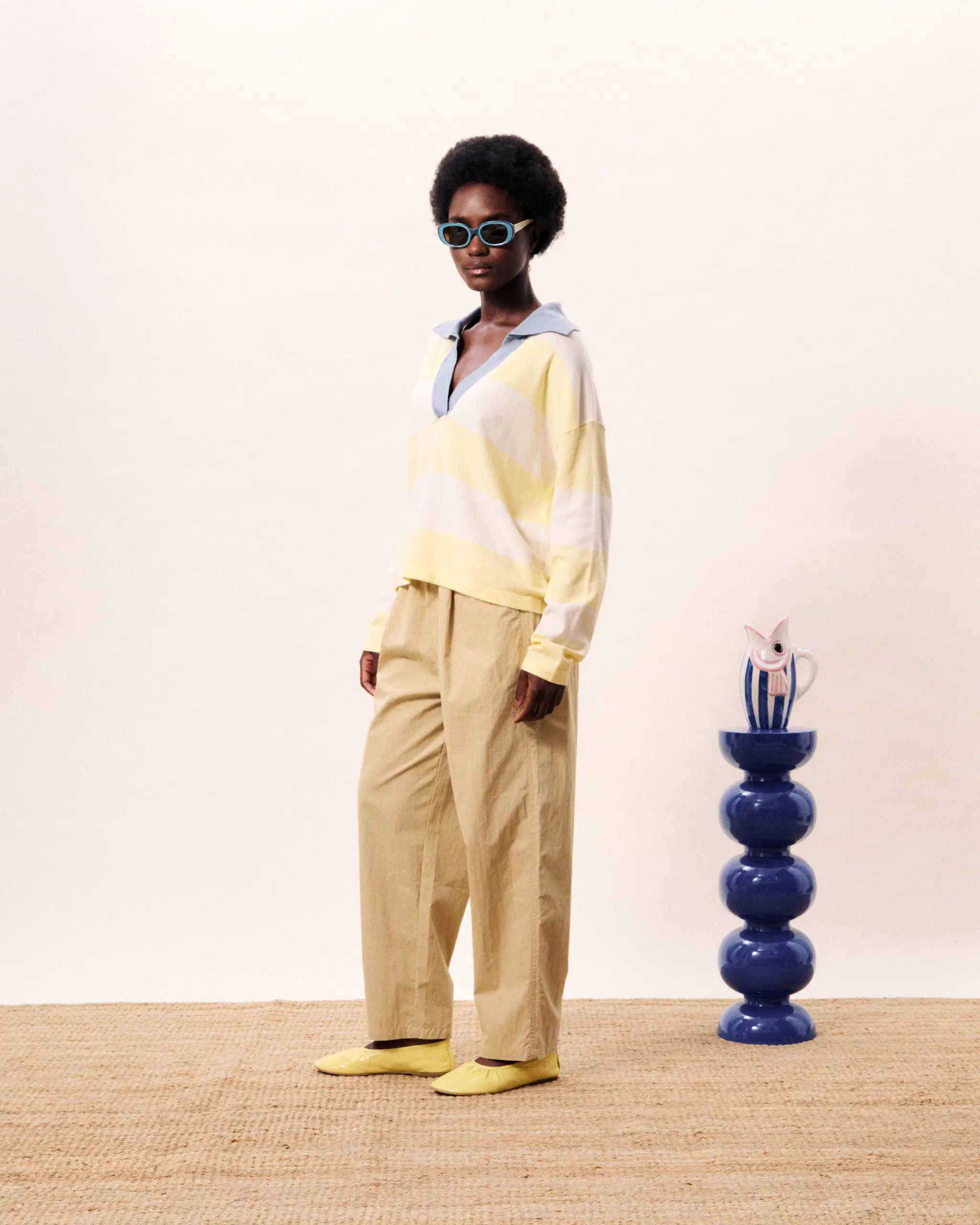 Hyralis Stripe Polo Knit (Lemon/Cream) - Image 3