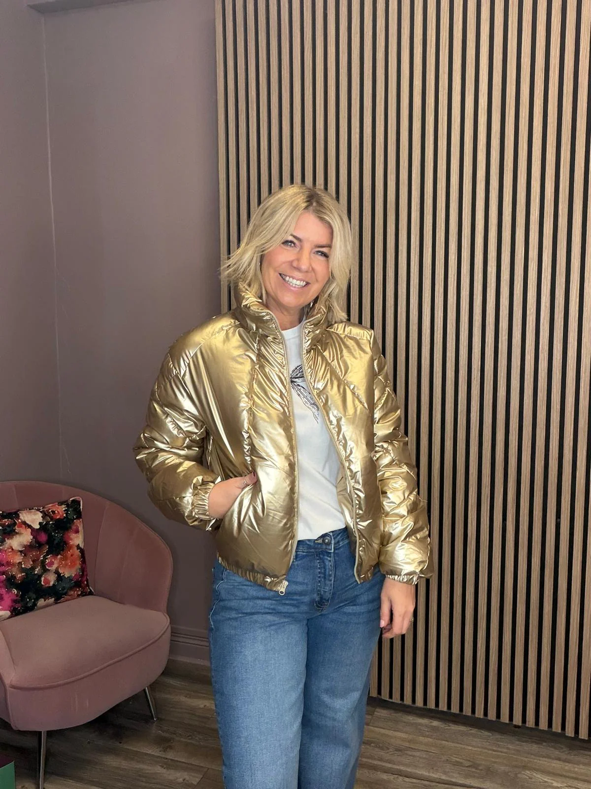 Ioana Quilted Jacket (Gold) - Image 2