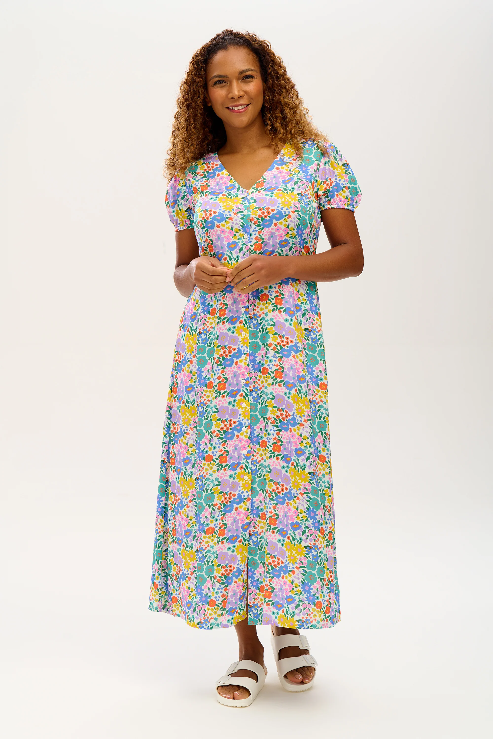 Irene V-Neck Maxi Dress - Multi, Busy Floral - Image 2
