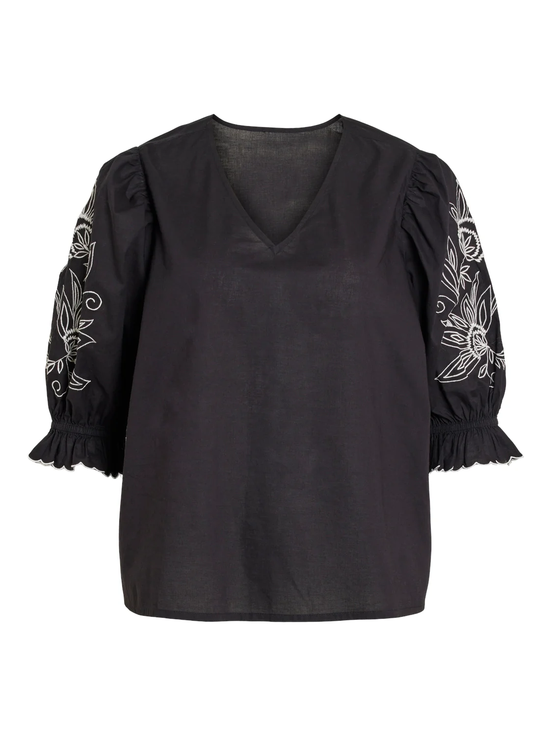 Isle V-Neck Short Sleeve Top (Black/White) - Image 8