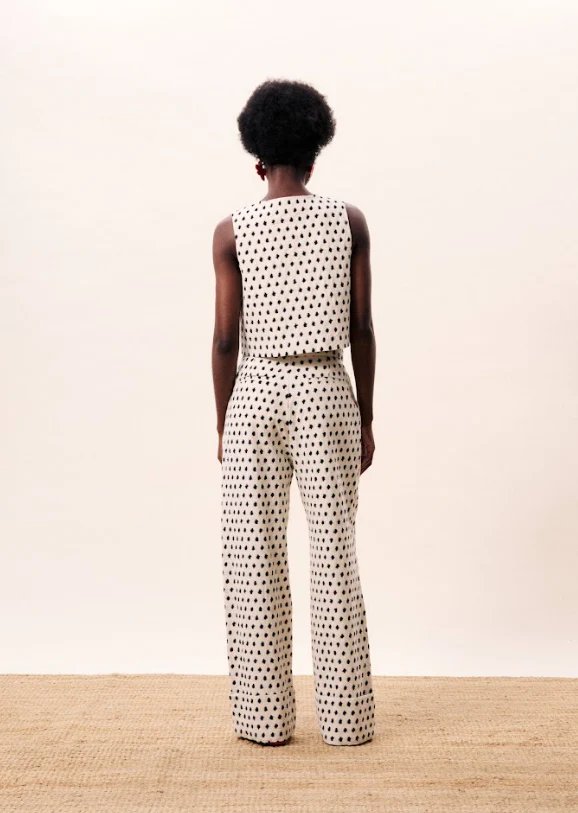 Isolde Wide Leg Pants (Cream) - Image 4