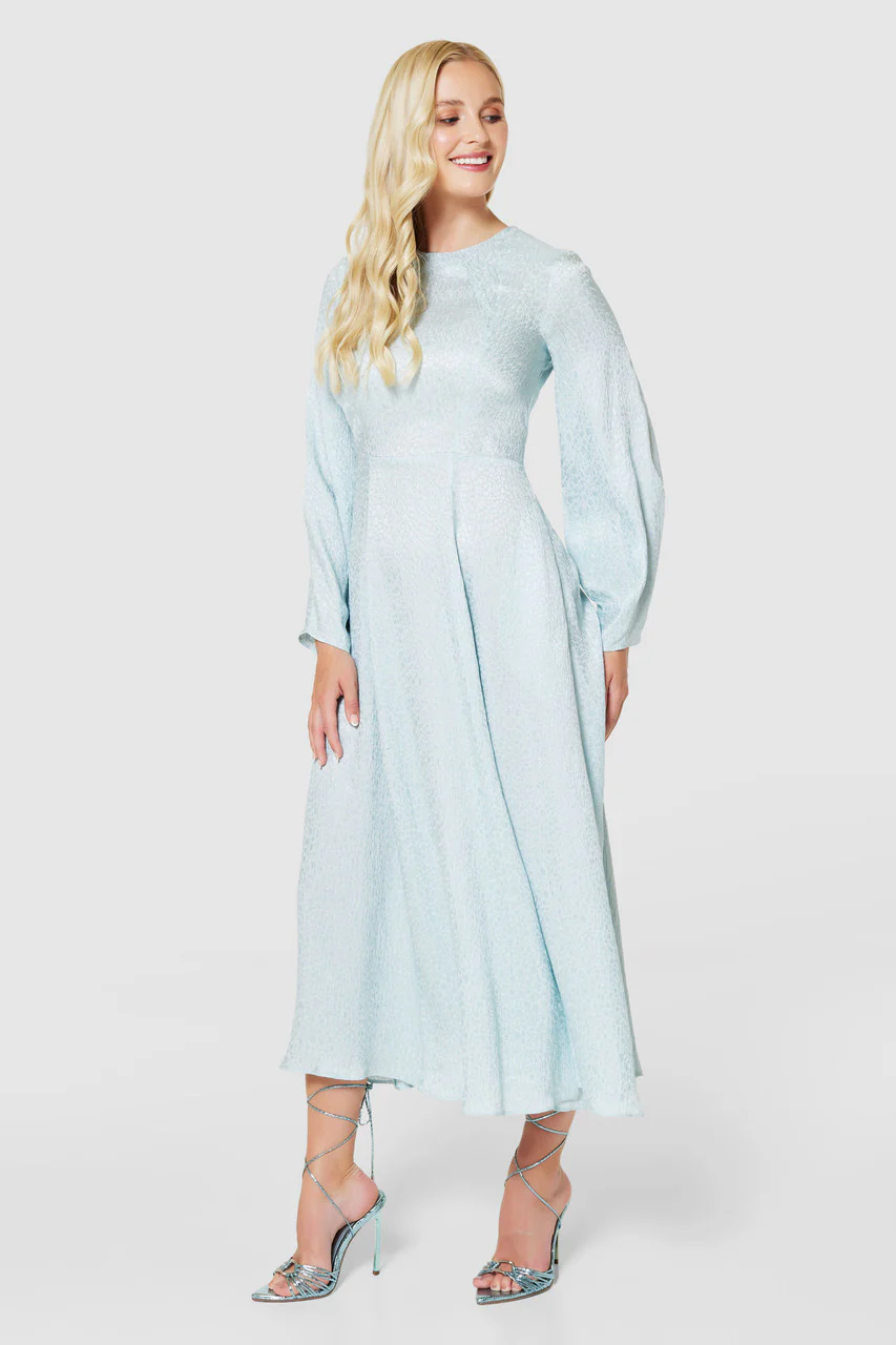 JACKIE MIDI DRESS (BLUE JACQUARD) - Image 3