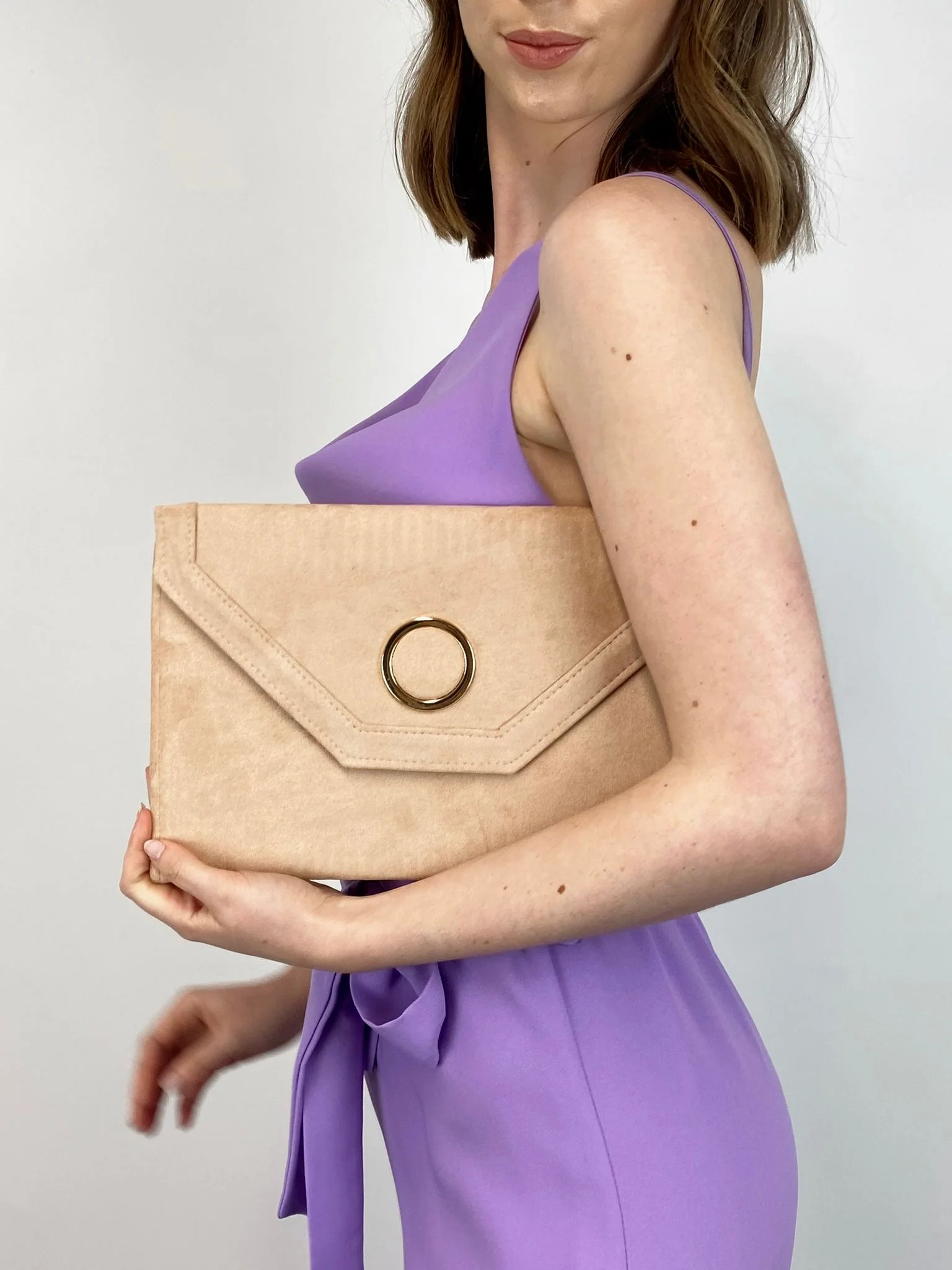 Jackie Suede Envelope Clutch Bag (Various Colours) - Image 2