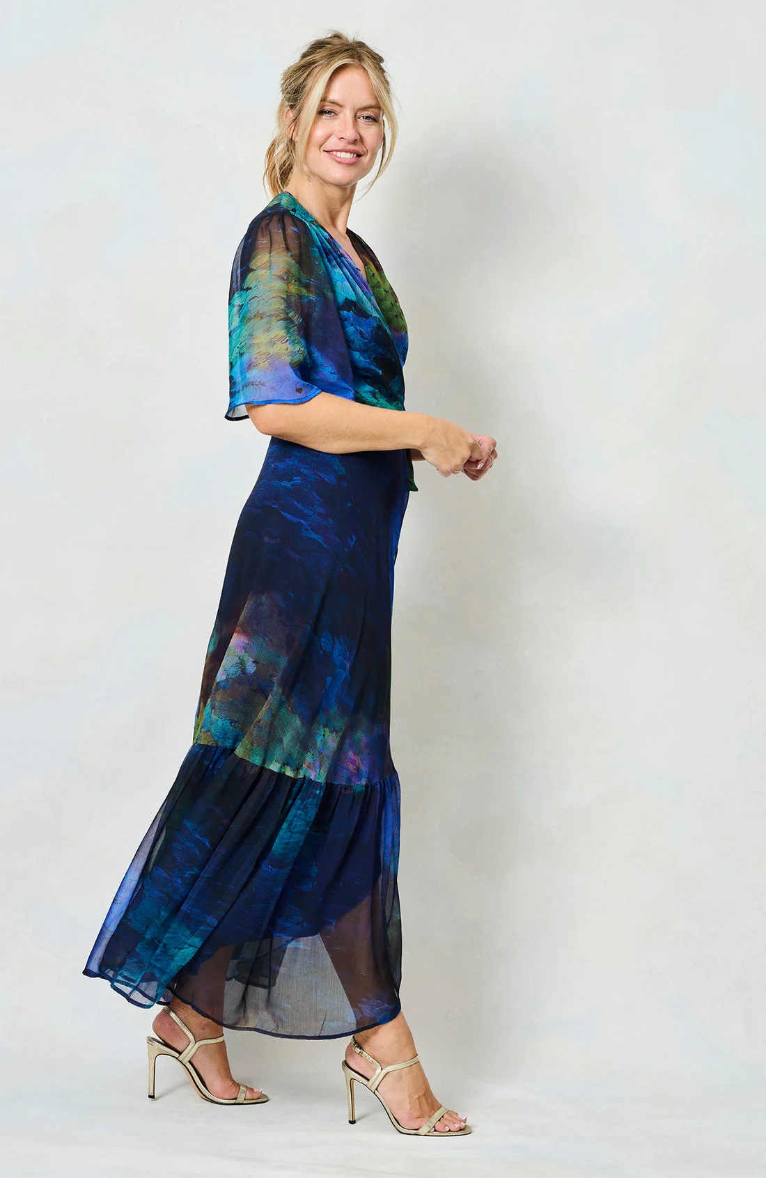 Jacqueline Maxi Wrap Dress (Blue Multi) - Image 7