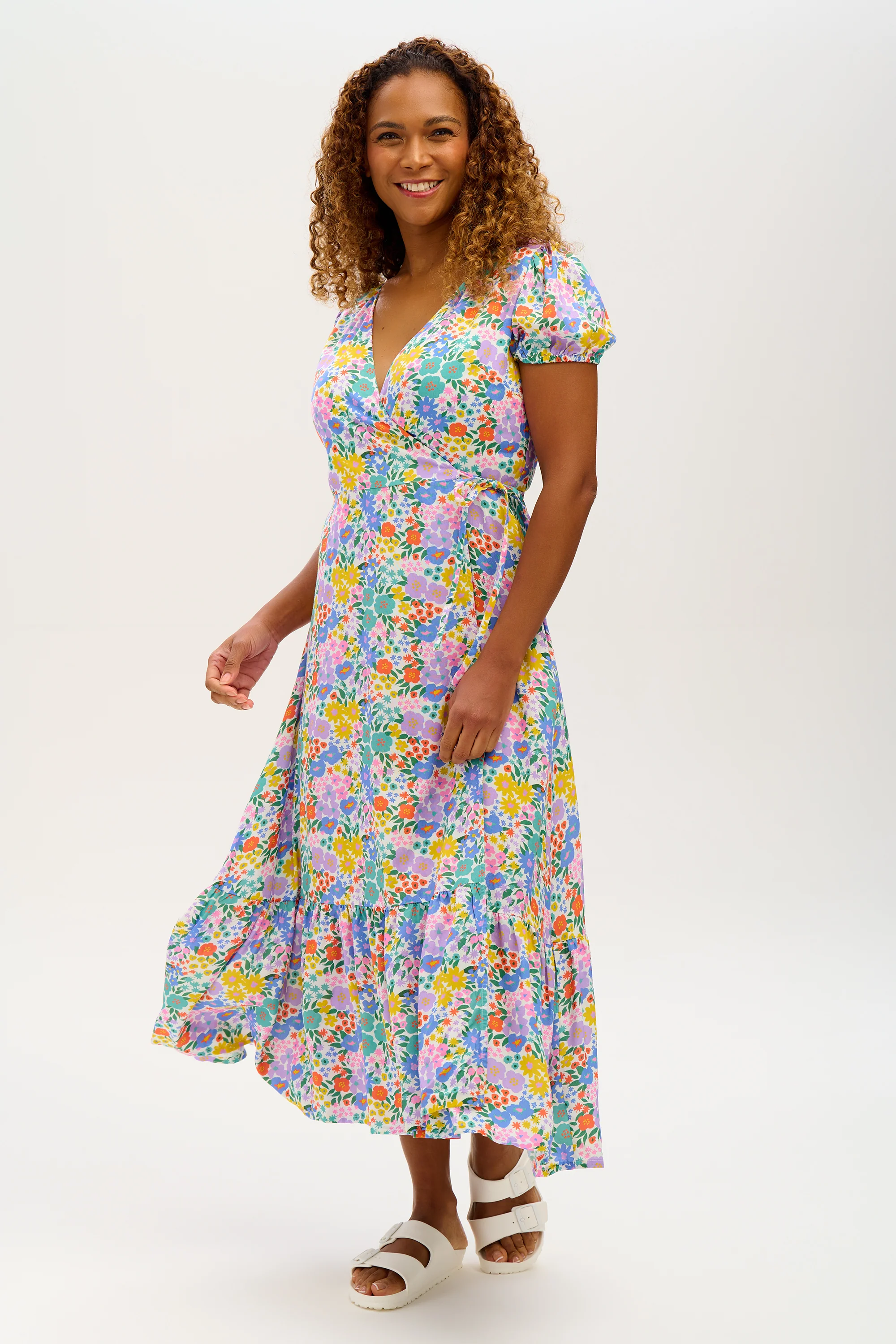 Jameela Midi Wrap Dress - Multi, Busy Floral - Image 2