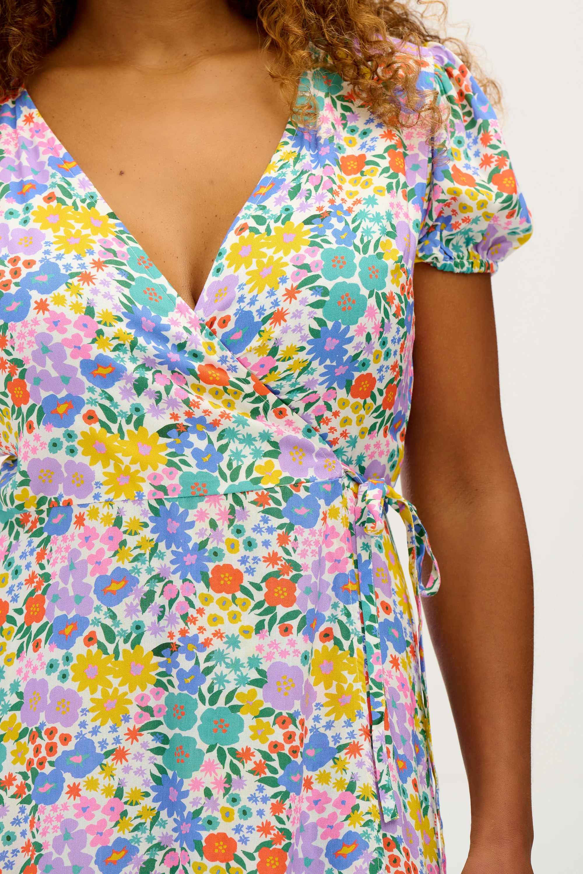 Jameela Midi Wrap Dress - Multi, Busy Floral - Image 3