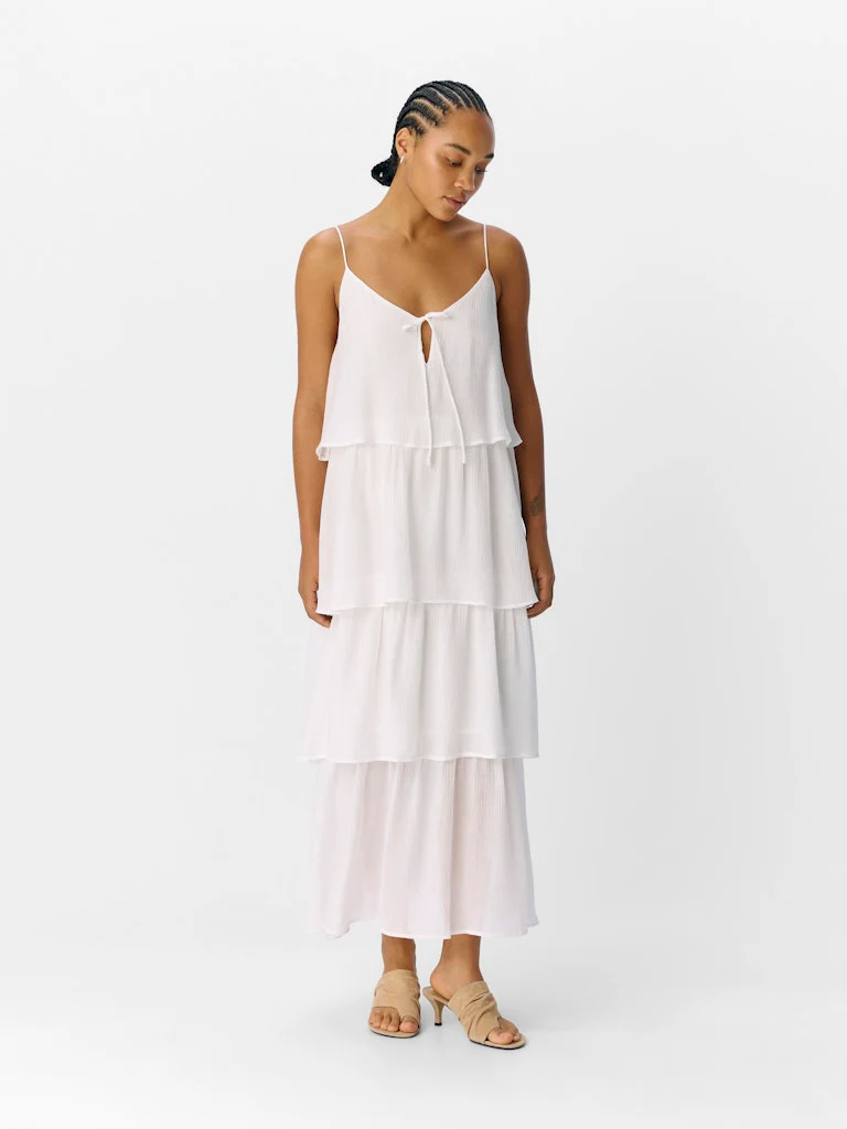 Jan Tiered Midi Dress (White) - Image 2