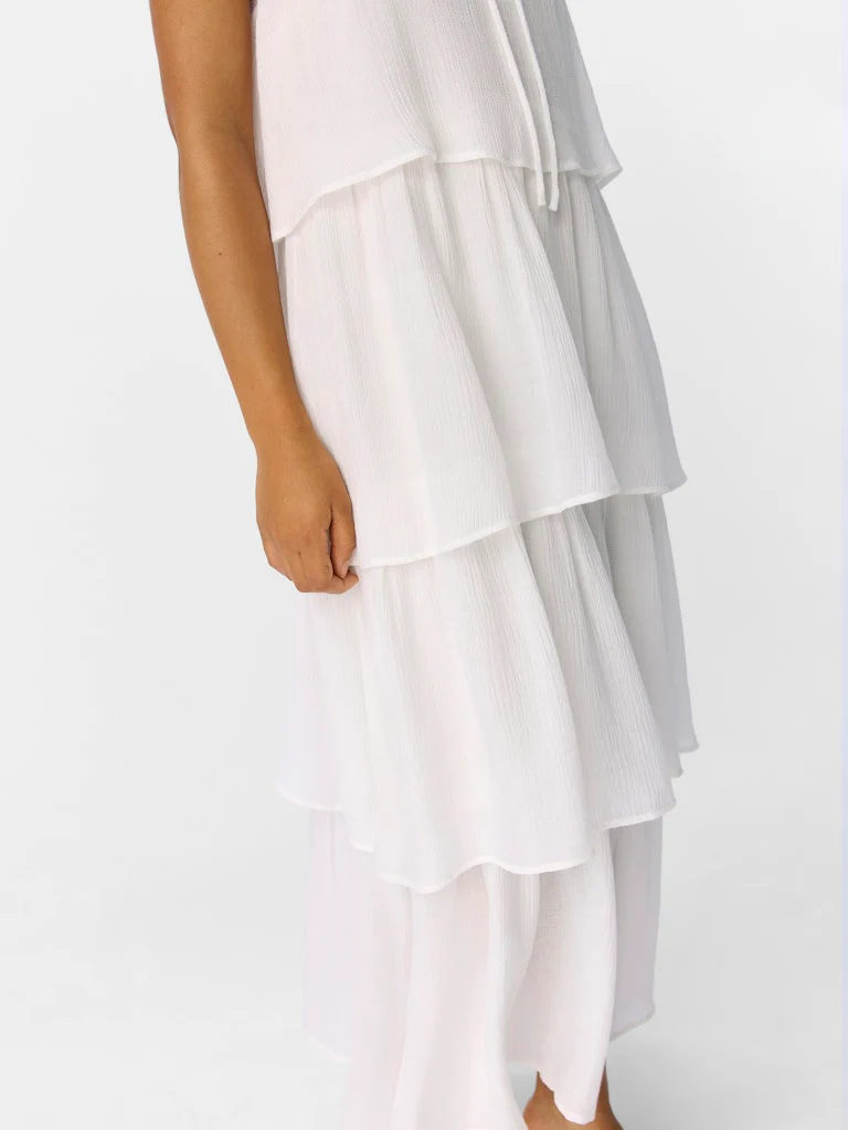Jan Tiered Midi Dress (White) - Image 3