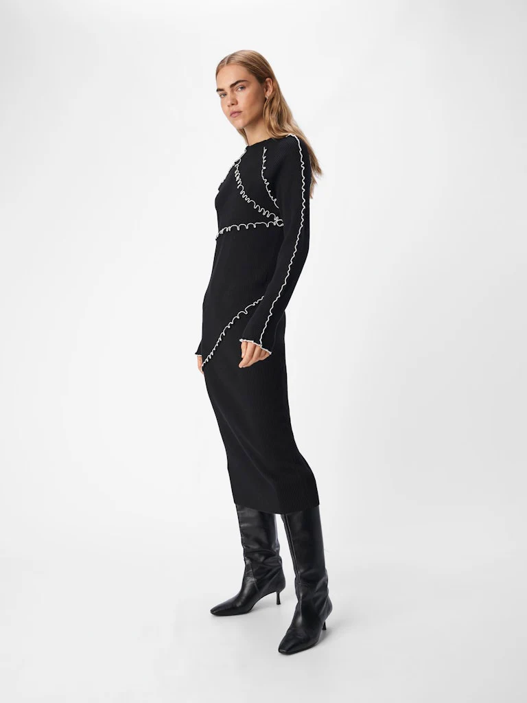 Jane Knit Dress (Black/Cloud Dancer) - Image 2
