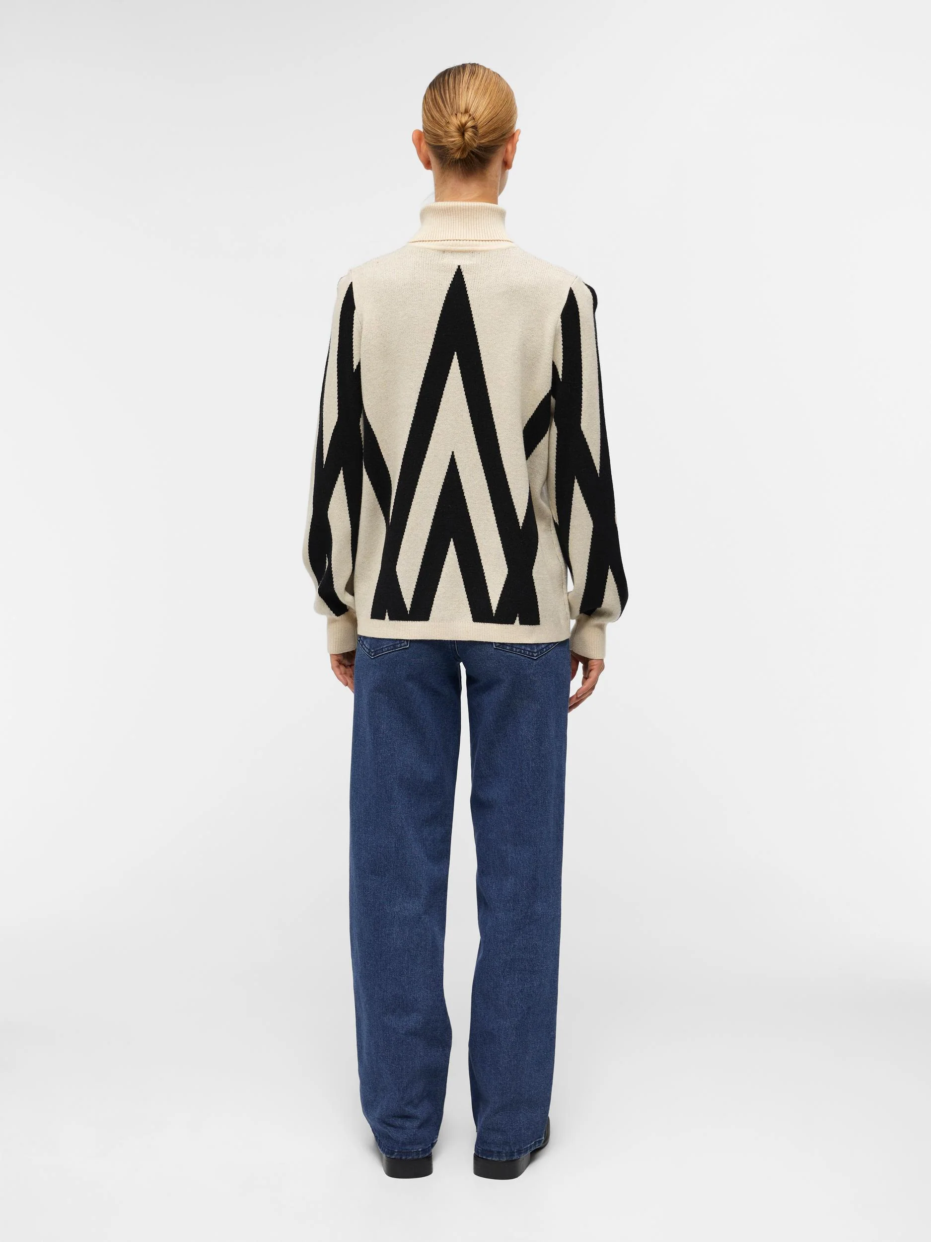 JANETTE ROLL NECK JUMPER (SANDSHELL/ BLACK) - Image 4