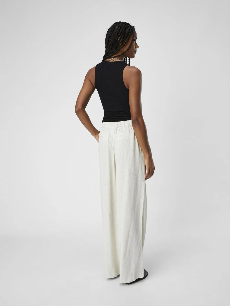 Janne Linen Blend Wide Leg Trousers (Sandshell) - Image 4