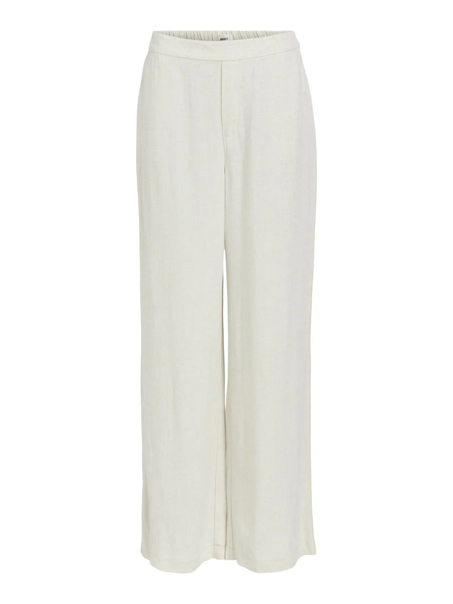 Janne Linen Blend Wide Leg Trousers (Sandshell) - Image 5